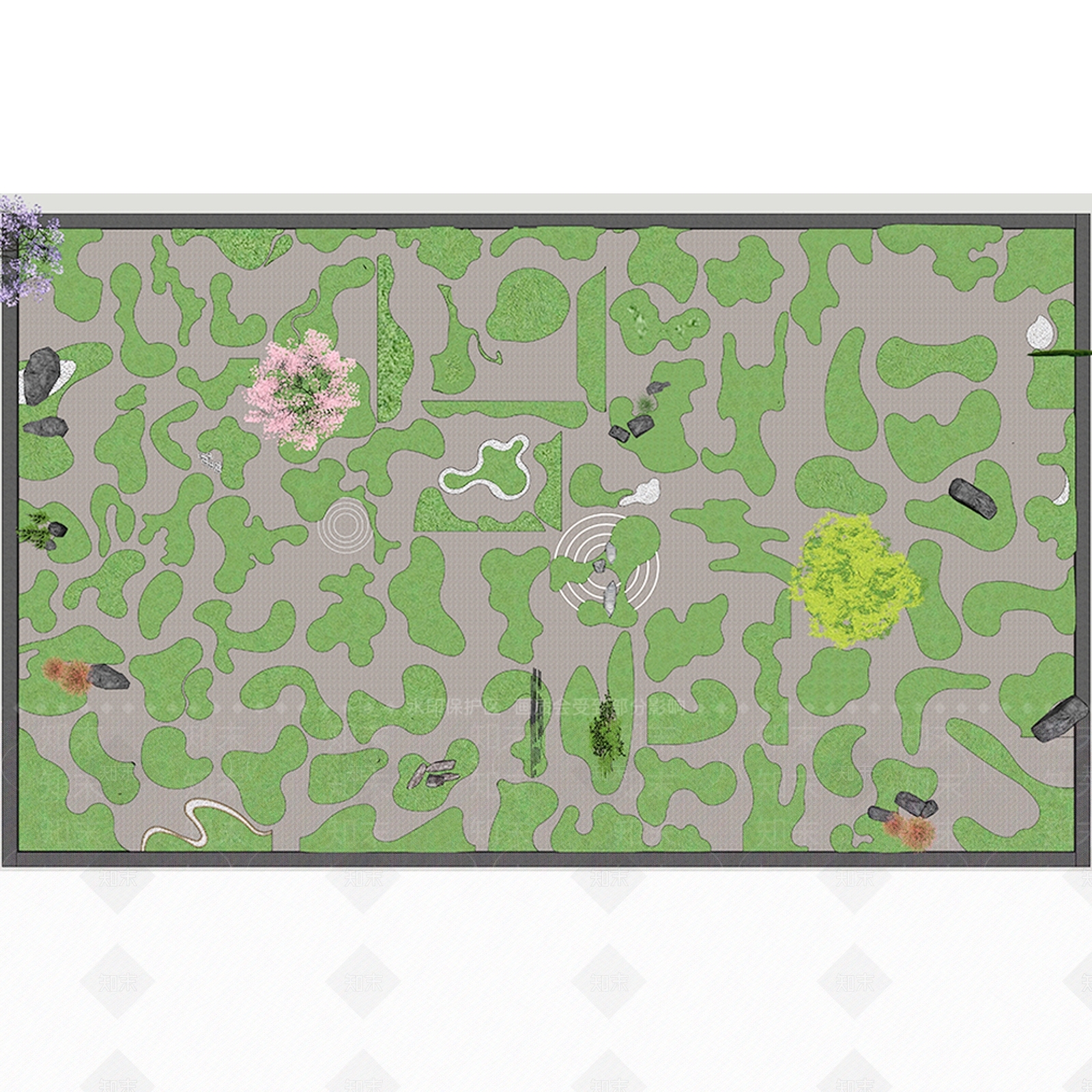 现代庭院微地形景观SU模型下载【ID:1110507075】