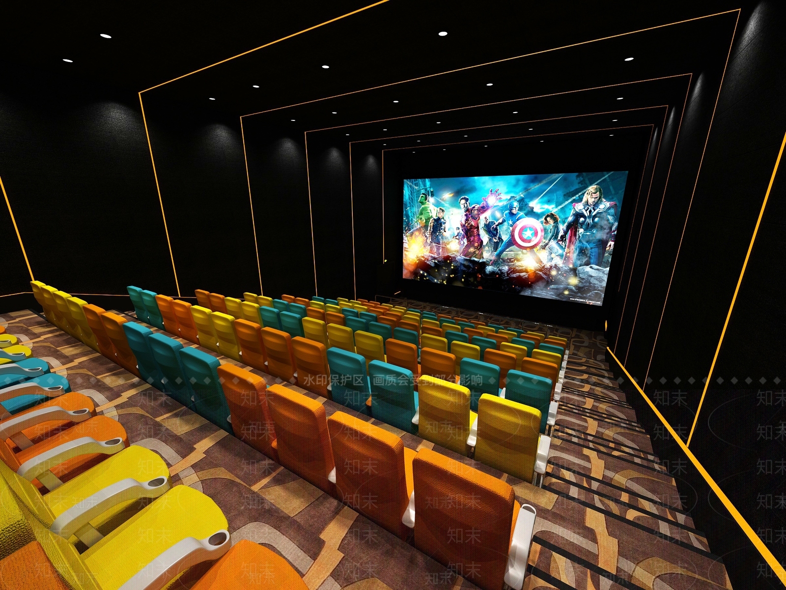 现代迷彩电影院3D模型下载【ID:1110512518】