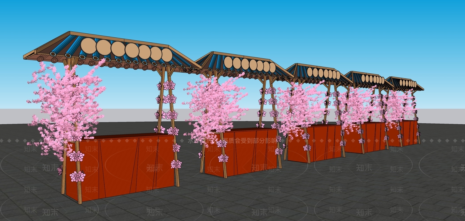 现代市集摊位SU模型下载【ID:1110520963】