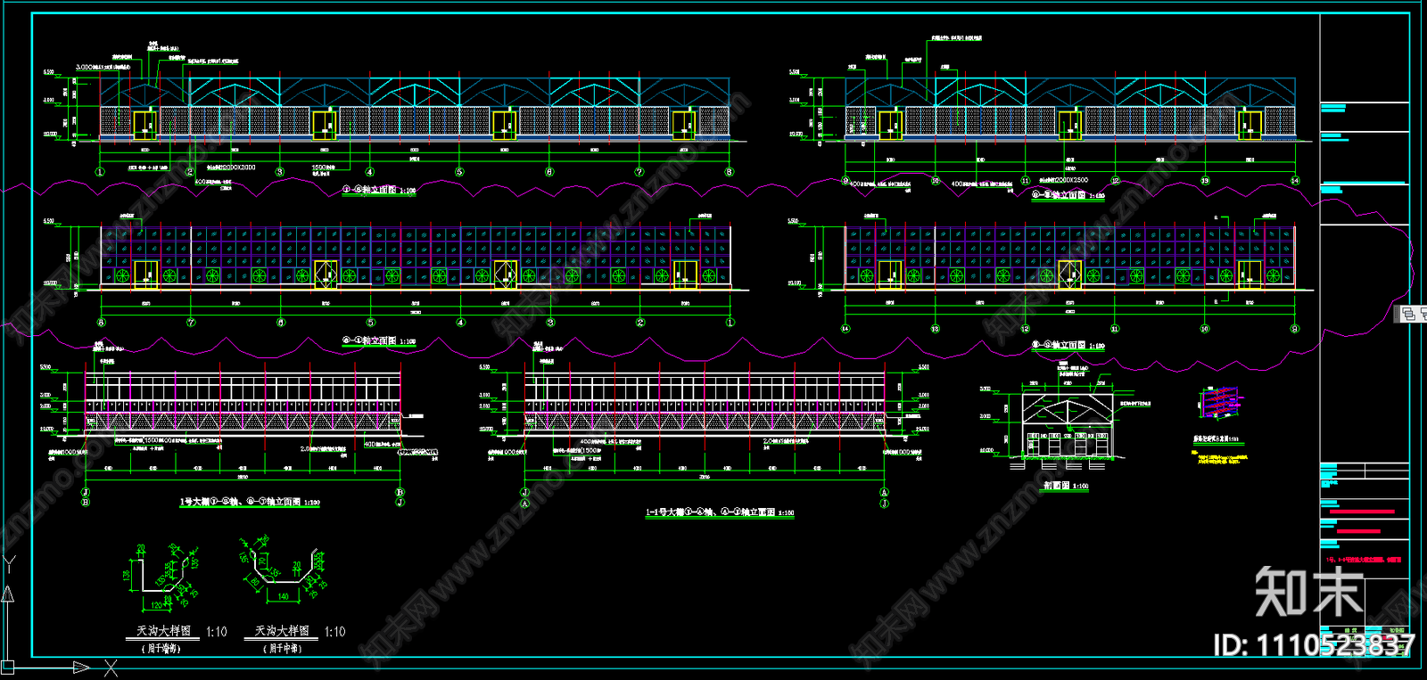 一层大棚初步设计建筑图纸cad施工图下载【ID:1110523837】
