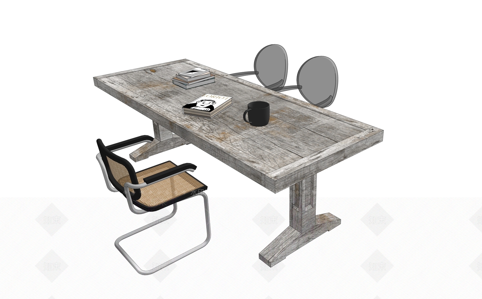 现代风格书桌SU模型下载【ID:1110527332】