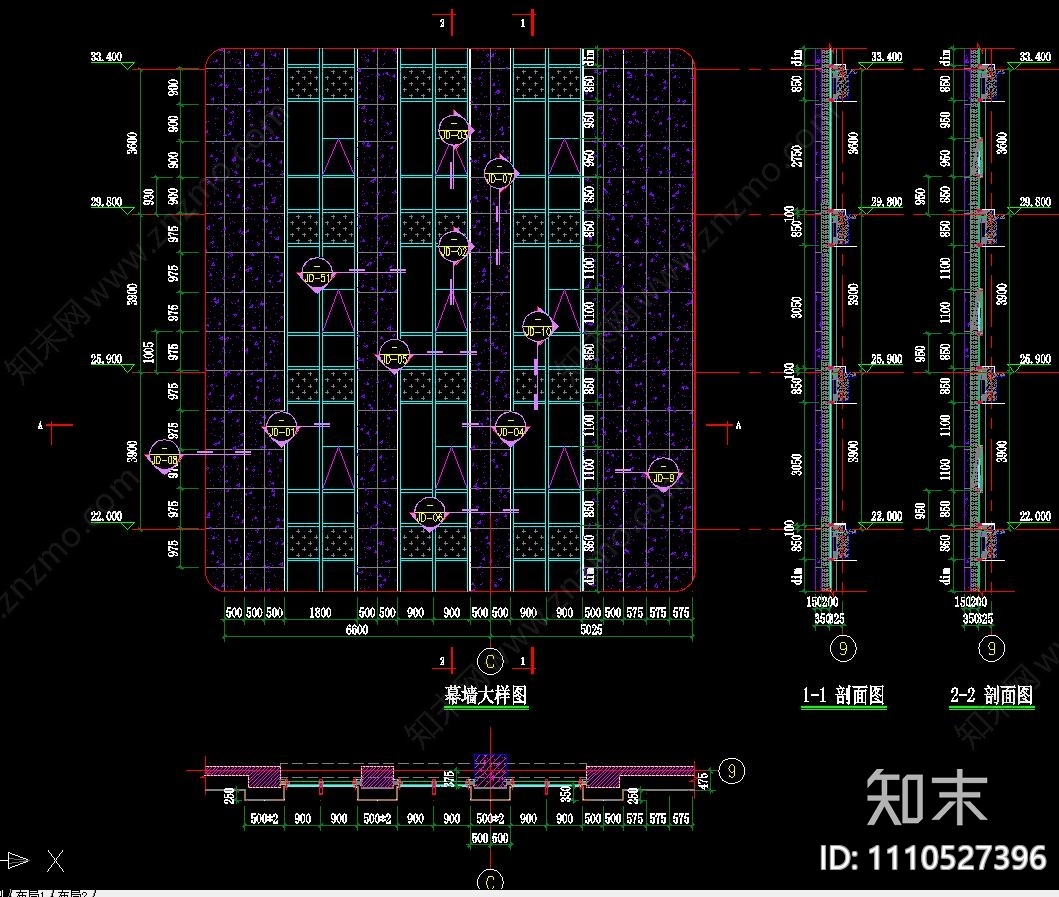 建筑幕墙大样图施工图施工图下载【ID:1110527396】