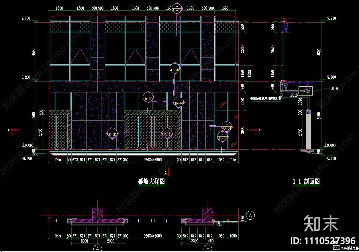 建筑幕墙大样图施工图施工图下载【ID:1110527396】