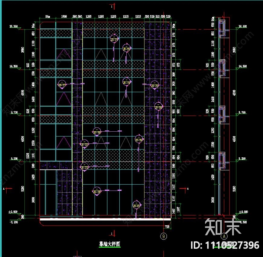 建筑幕墙大样图施工图施工图下载【ID:1110527396】