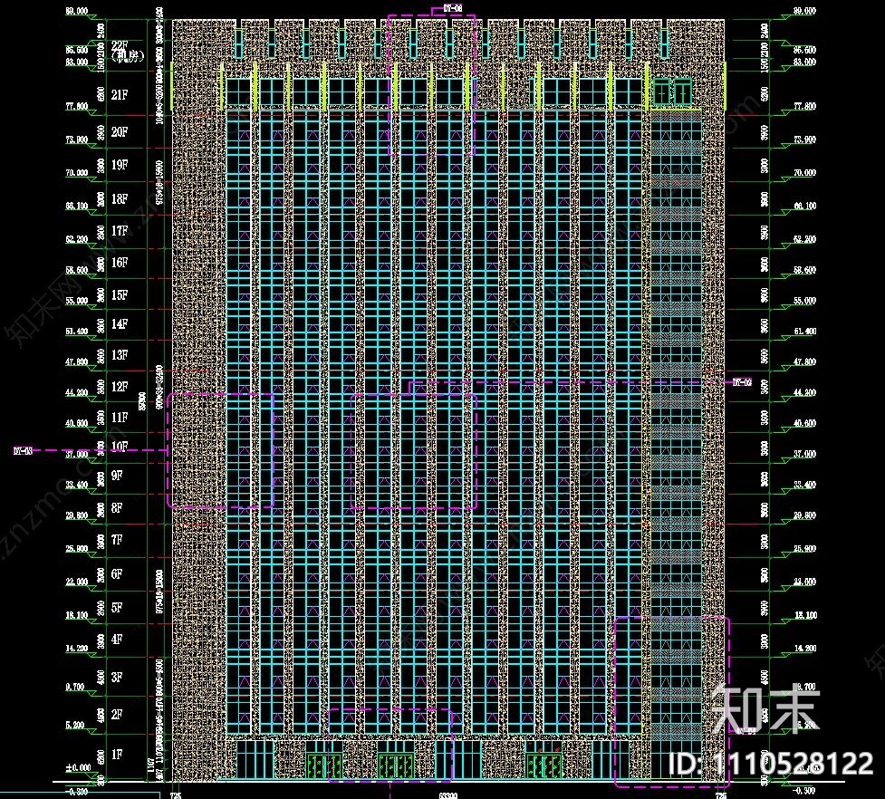 企业办公大楼建筑立面施工图cad施工图下载【ID:1110528122】