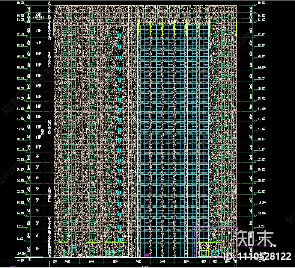 企业办公大楼建筑立面施工图cad施工图下载【ID:1110528122】