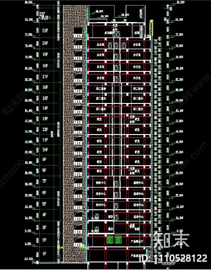 企业办公大楼建筑立面施工图cad施工图下载【ID:1110528122】