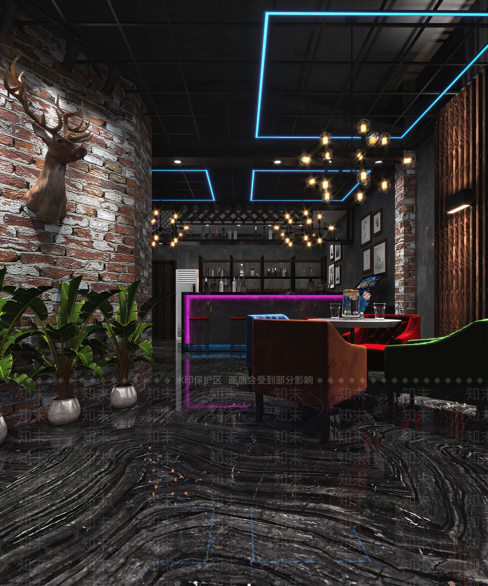 工业风酒吧3D模型下载【ID:1110528593】