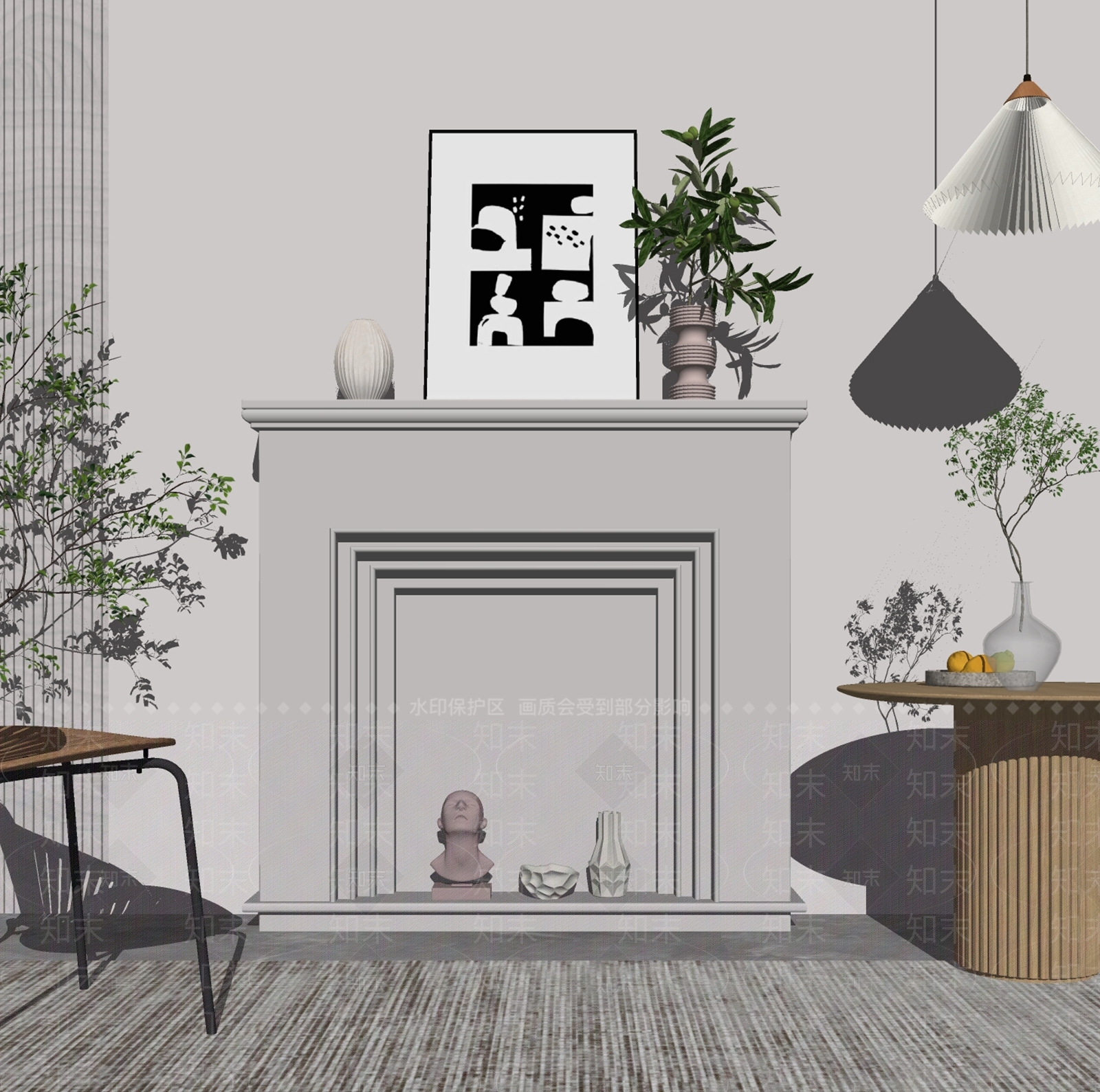 现代壁炉SU模型下载【ID:1110528708】