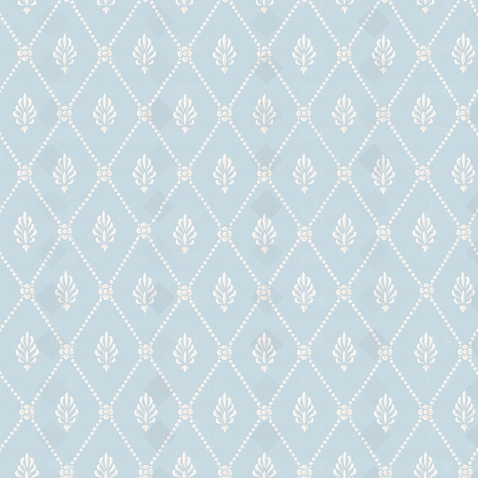 蓝色大马士革印花壁纸贴图下载【ID:1110535054】