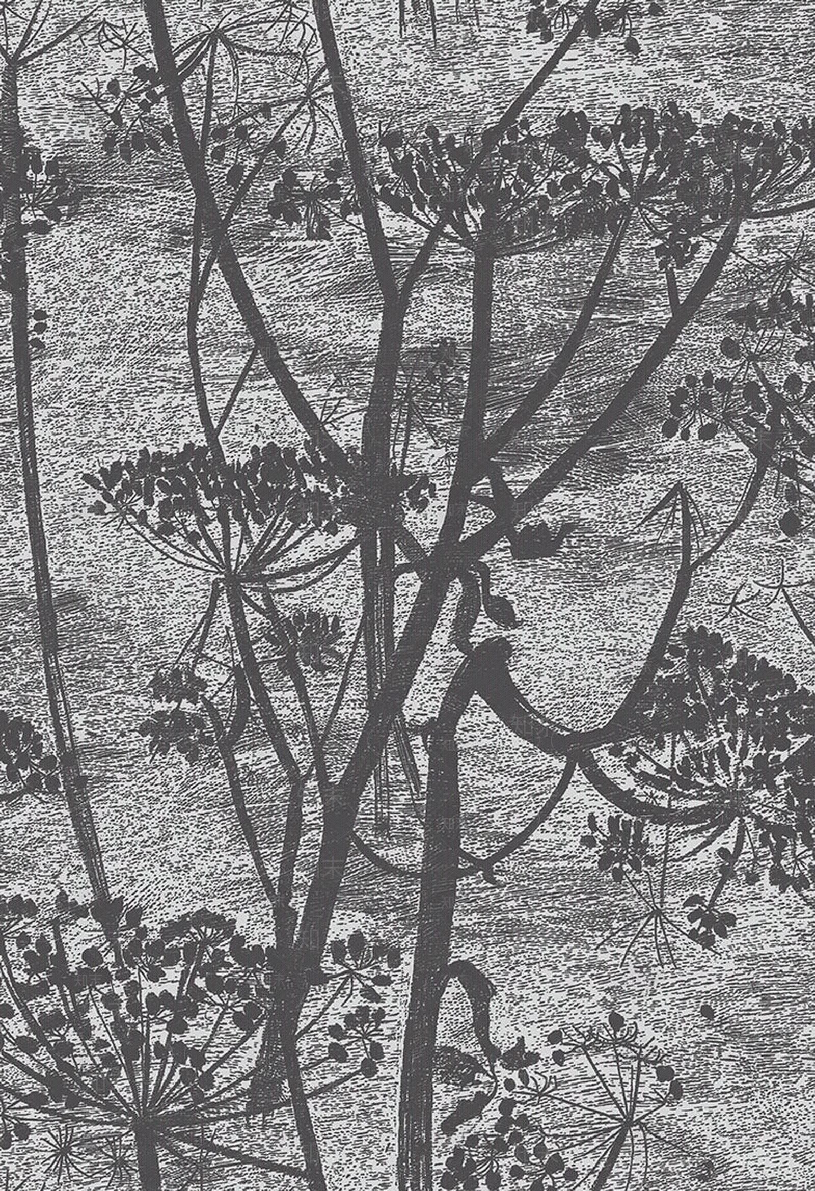 灰色树枝植物印花壁纸贴图下载【ID:1110535662】