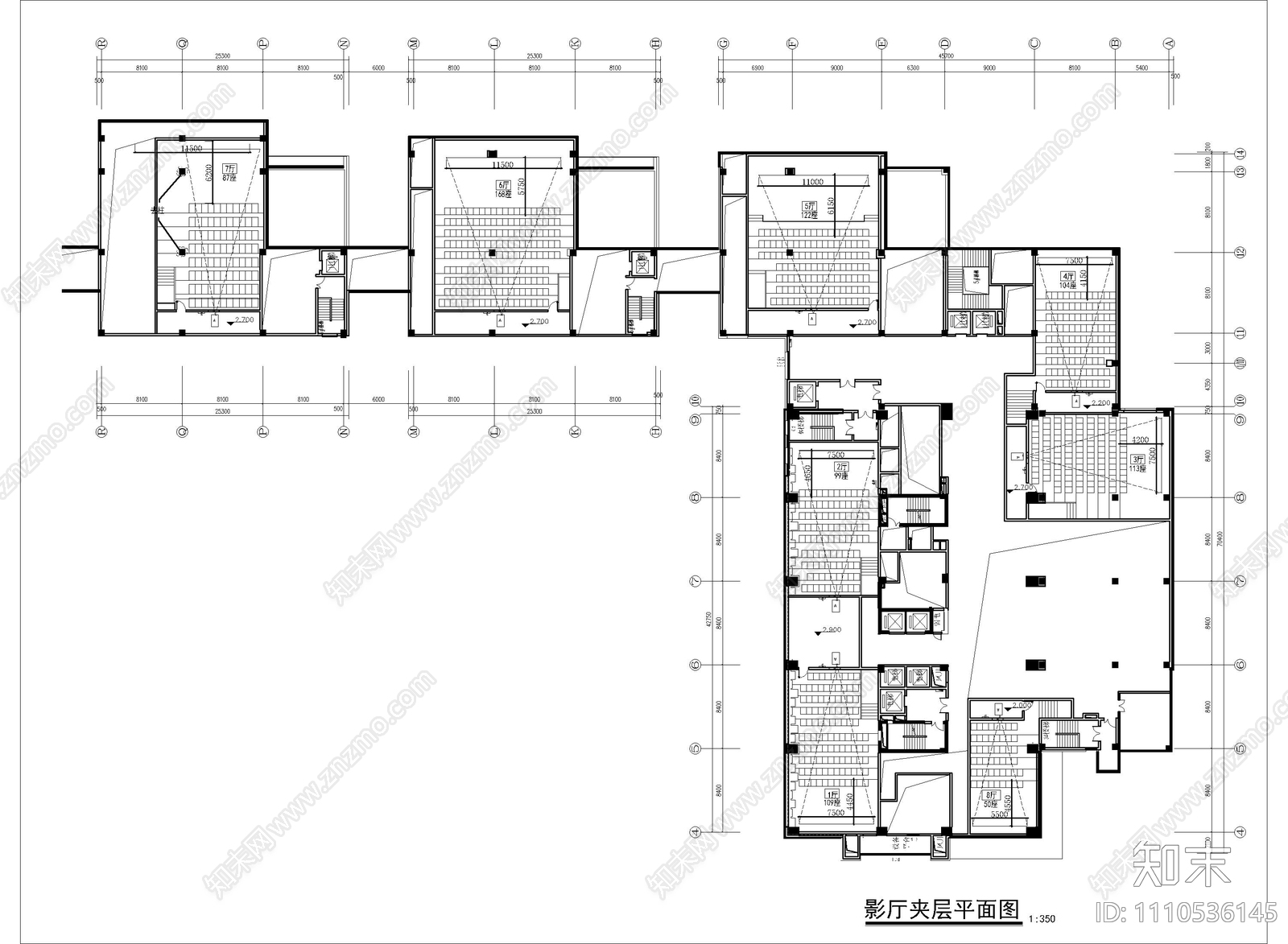 影视城电影院CAD施工图cad施工图下载【ID:1110536145】