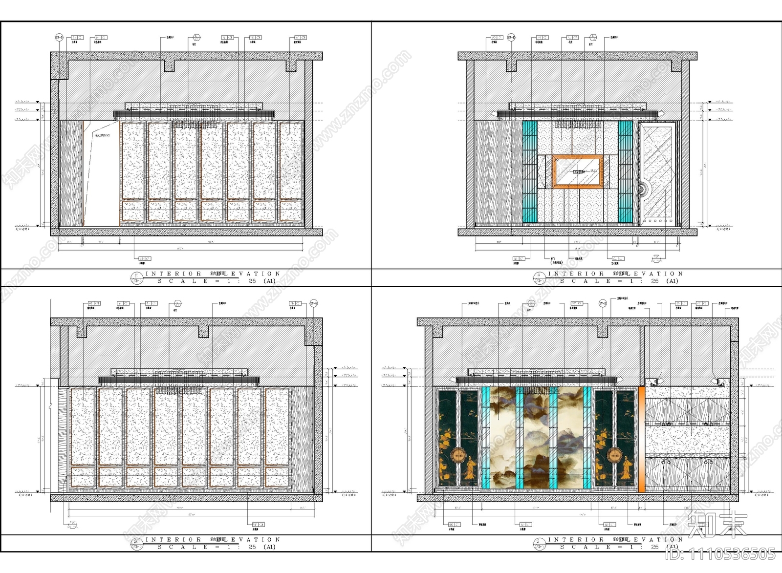 中餐厅包房CAD施工图cad施工图下载【ID:1110536505】