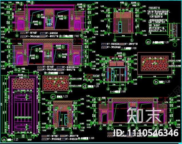 新中式大门建筑结构施工图下载【ID:1110546346】