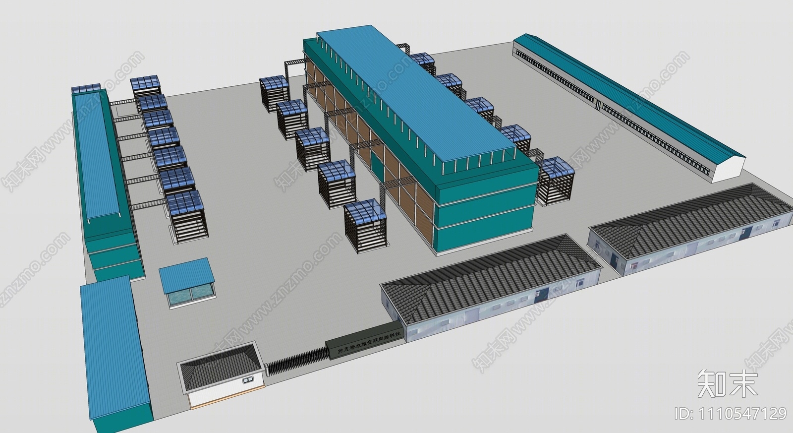 现代厂房SU模型下载【ID:1110547129】