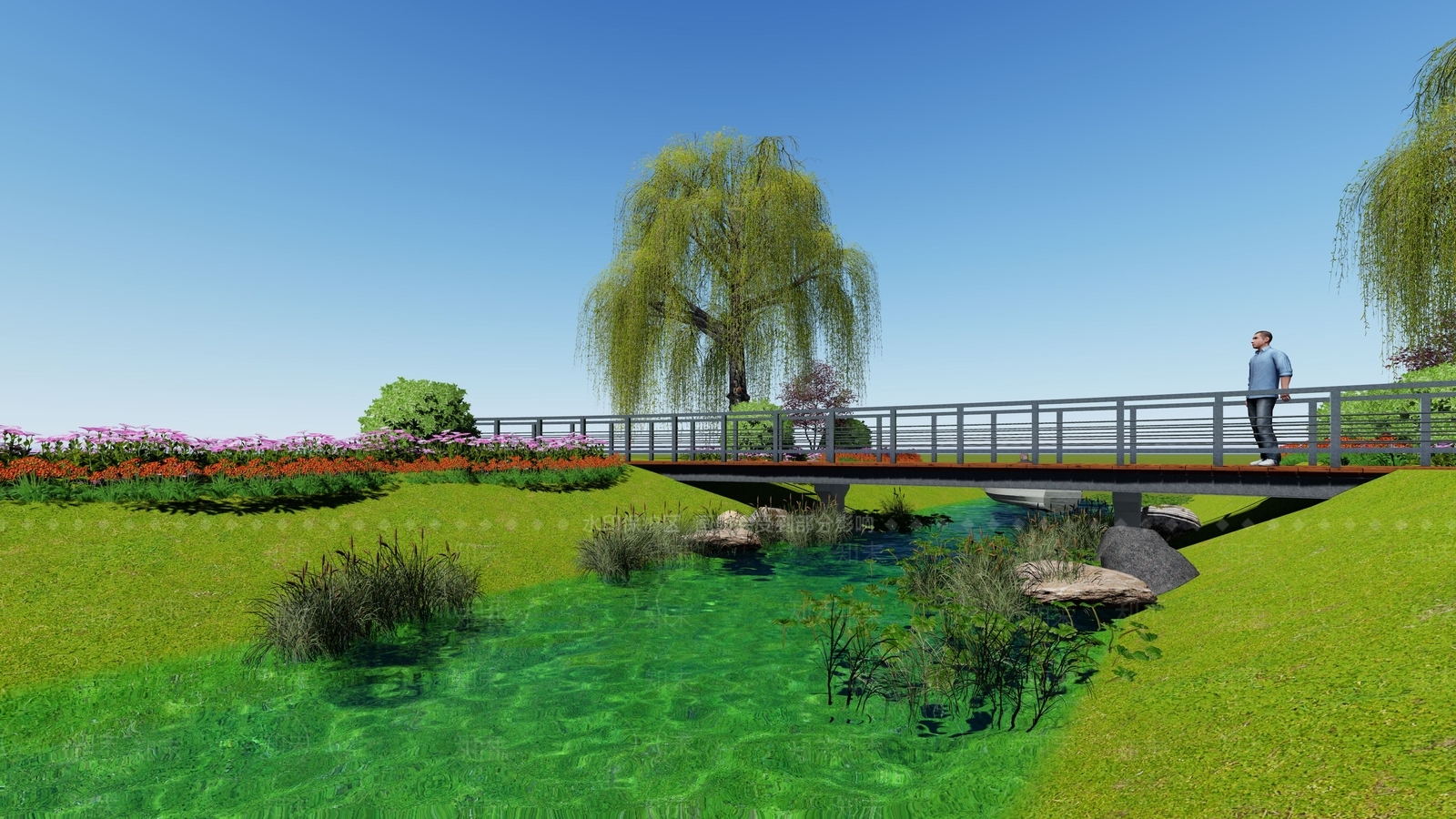 现代景观桥SU模型下载【ID:1110547438】
