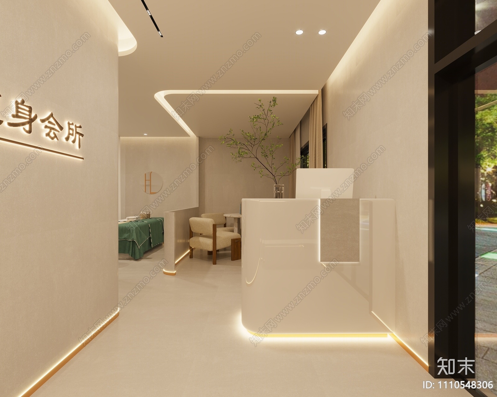 侘寂美容SPA店包间3D模型下载【ID:1110548306】