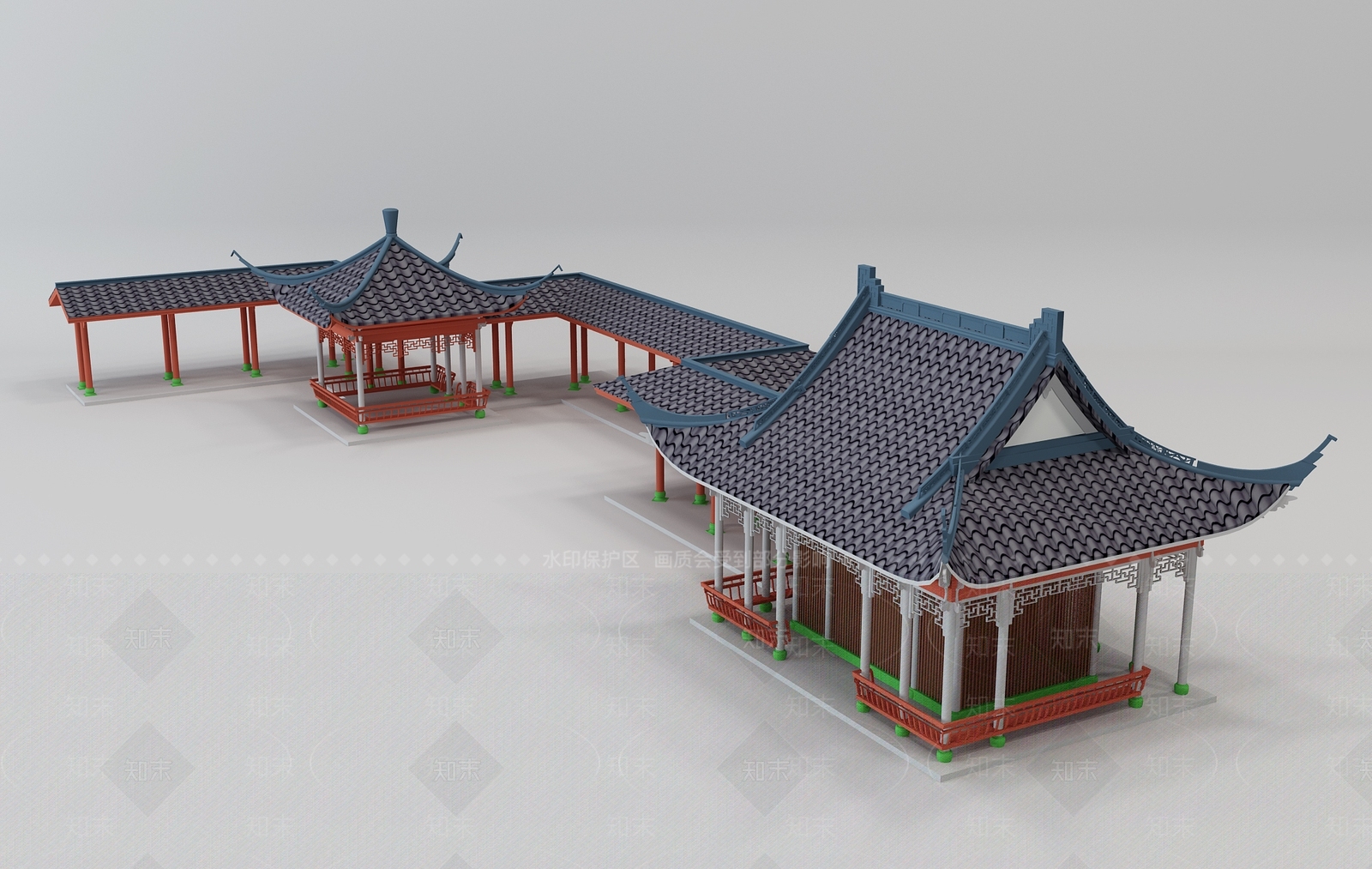 中式长廊3D模型下载【ID:1110569868】