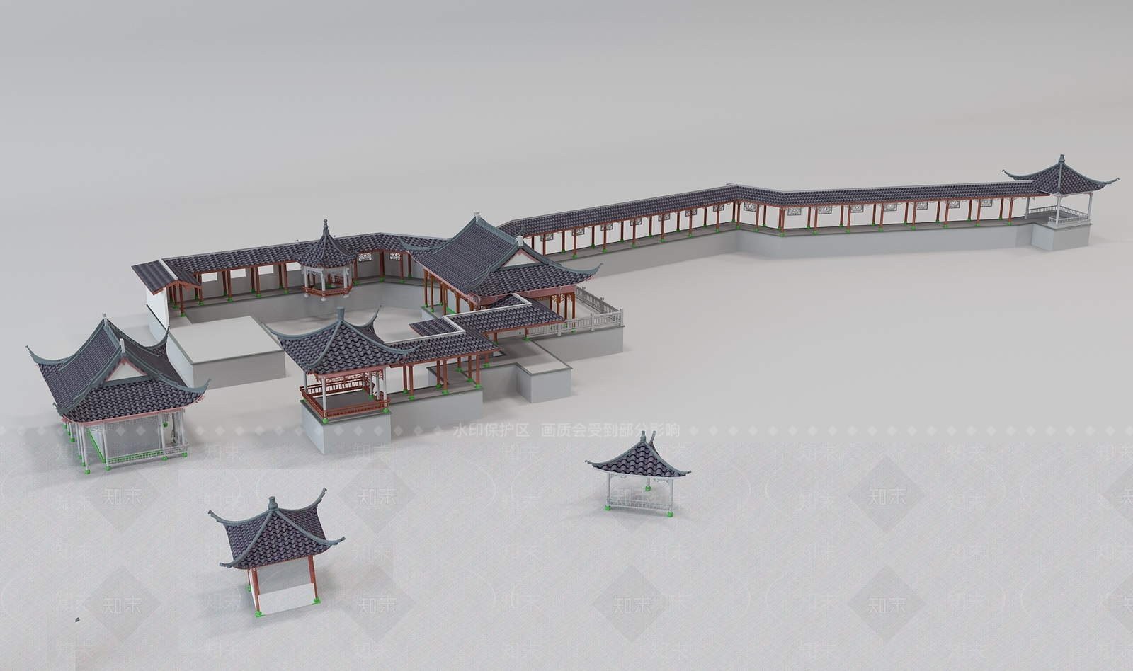 中式长廊3D模型下载【ID:1110569873】