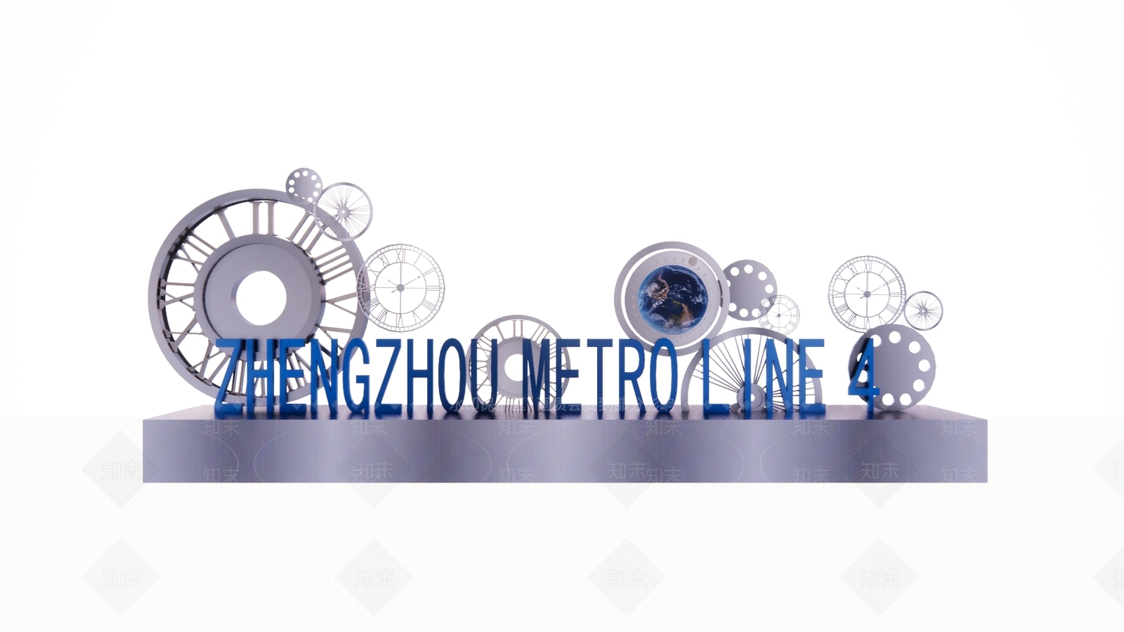 现代科技齿轮雕塑标识牌SU模型下载【ID:1110570133】