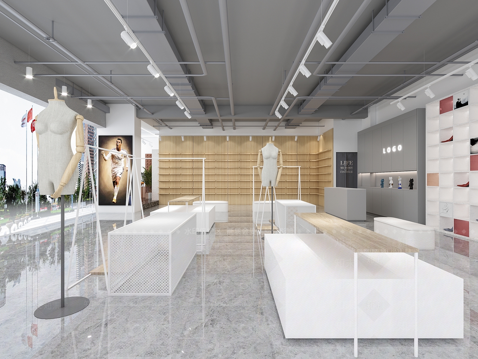 现代服装鞋店3D模型下载【ID:1110571086】