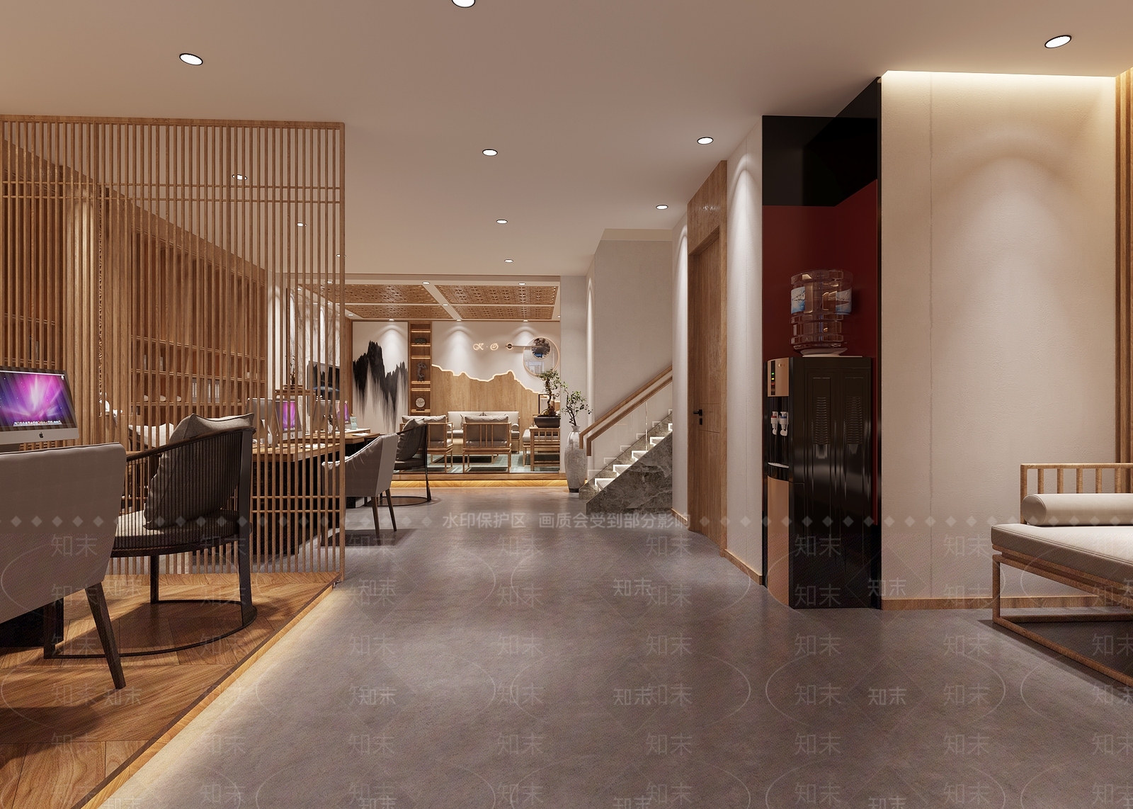 新中式公司前台3D模型下载【ID:1110580812】
