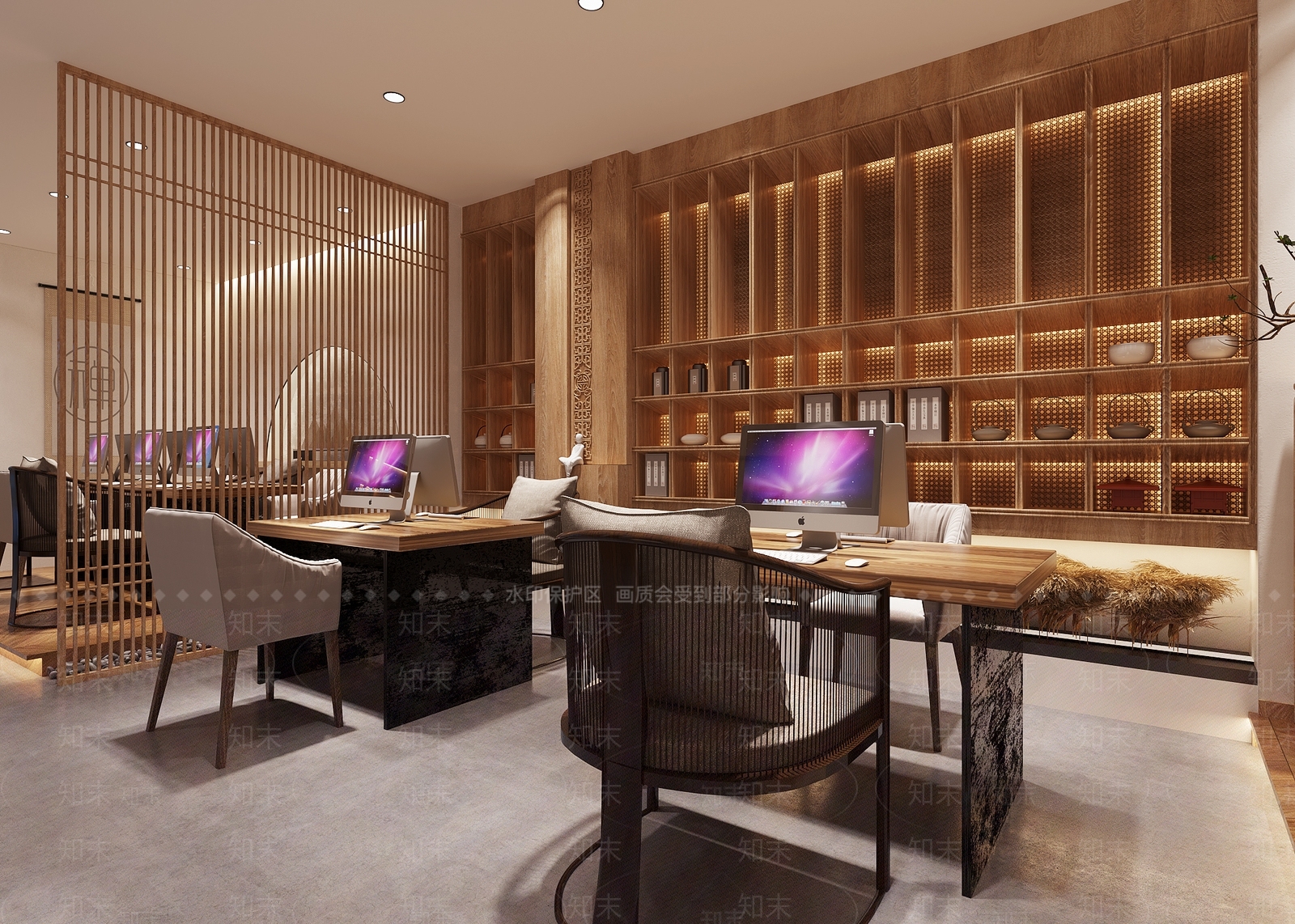 新中式公司前台3D模型下载【ID:1110580812】