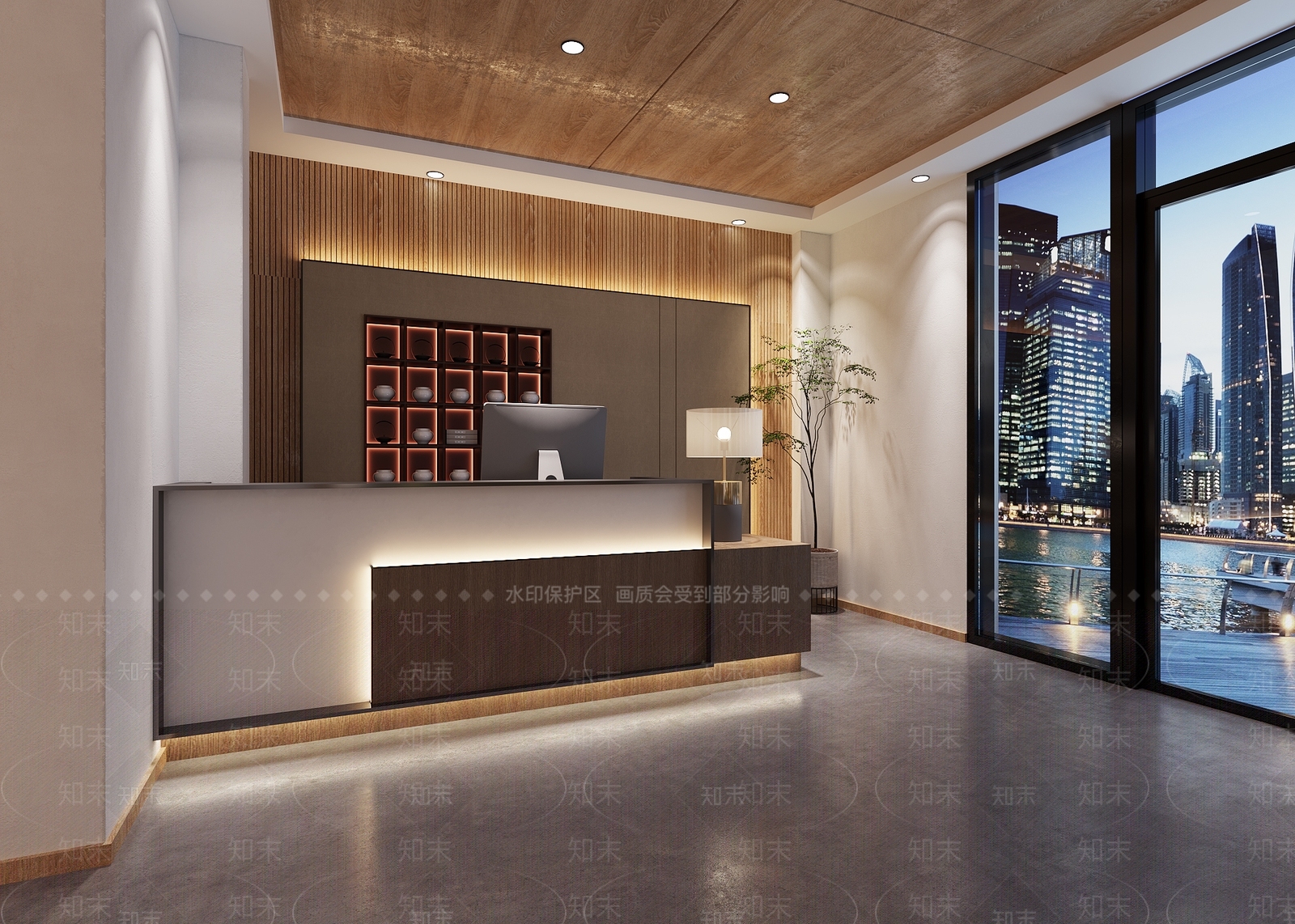 新中式公司前台3D模型下载【ID:1110580812】