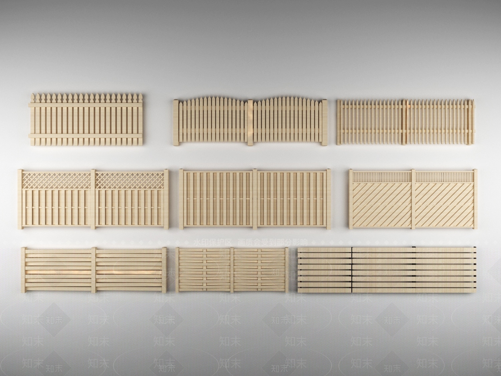 现代木围栏3D模型下载【ID:1110619078】