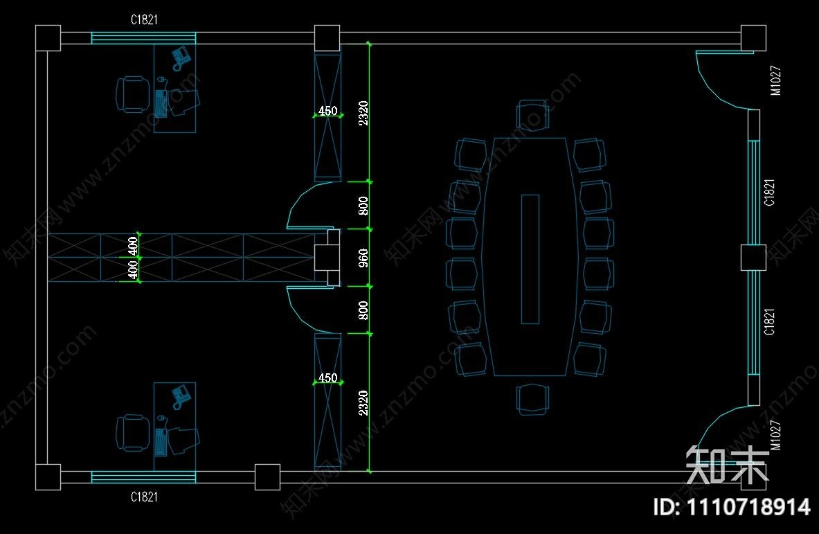 小型会议室cad施工图下载【ID:1110718914】