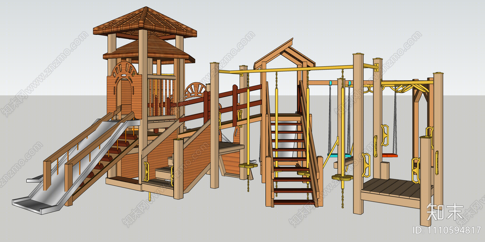 现代儿童滑梯SU模型下载【ID:1110594817】