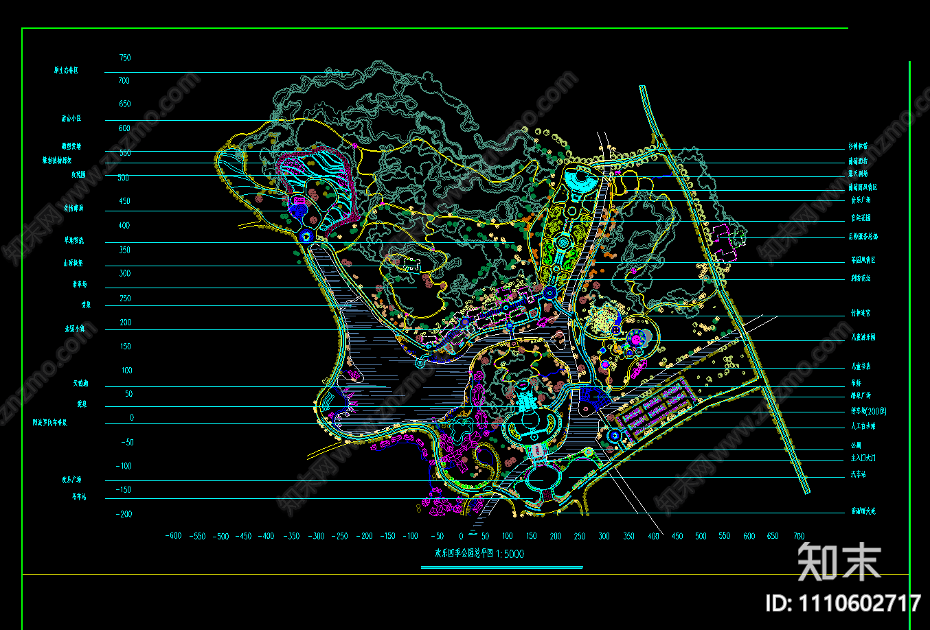 三套公园规划绿化景观CAD施工图下载【ID:1110602717】