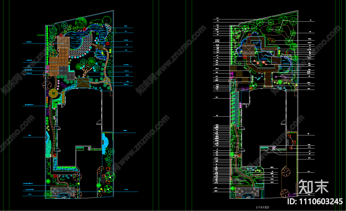 别墅庭院景观设计CAD施工图下载【ID:1110603245】