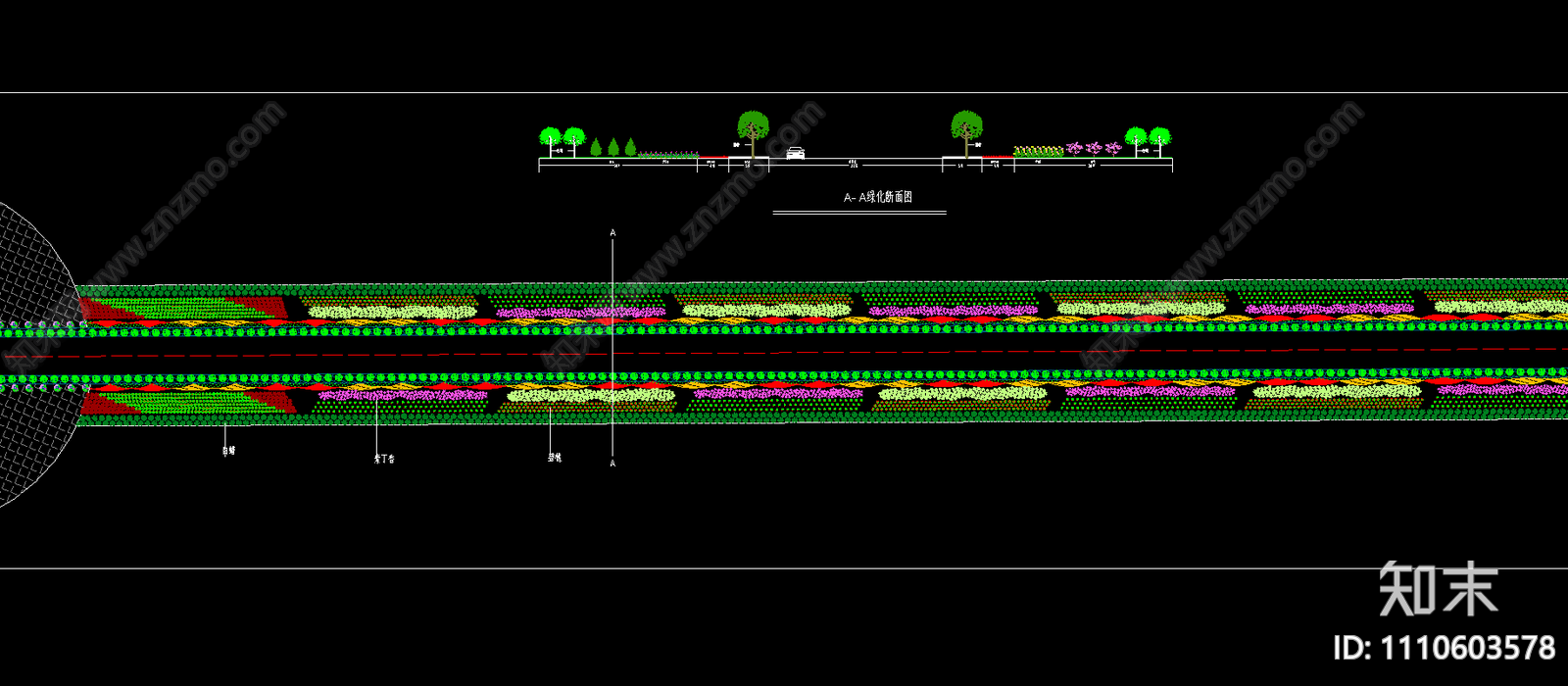 道路绿化CADcad施工图下载【ID:1110603578】