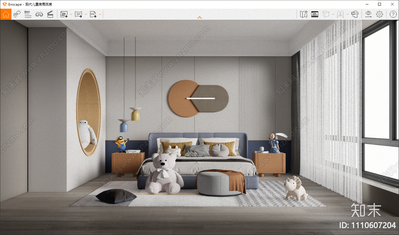现代儿童房SU模型下载【ID:1110607204】