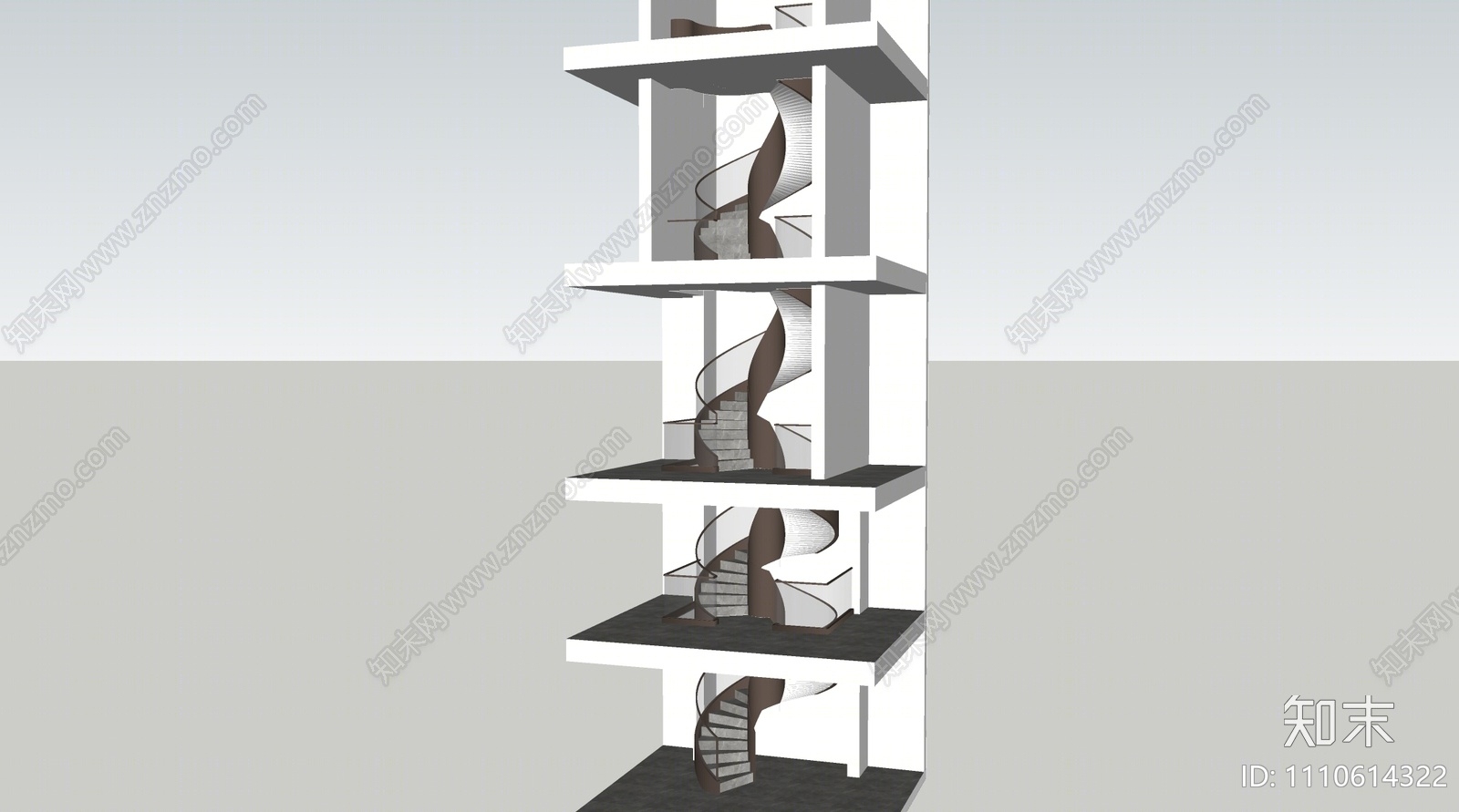 现代旋转楼梯间SU模型下载【ID:1110614322】