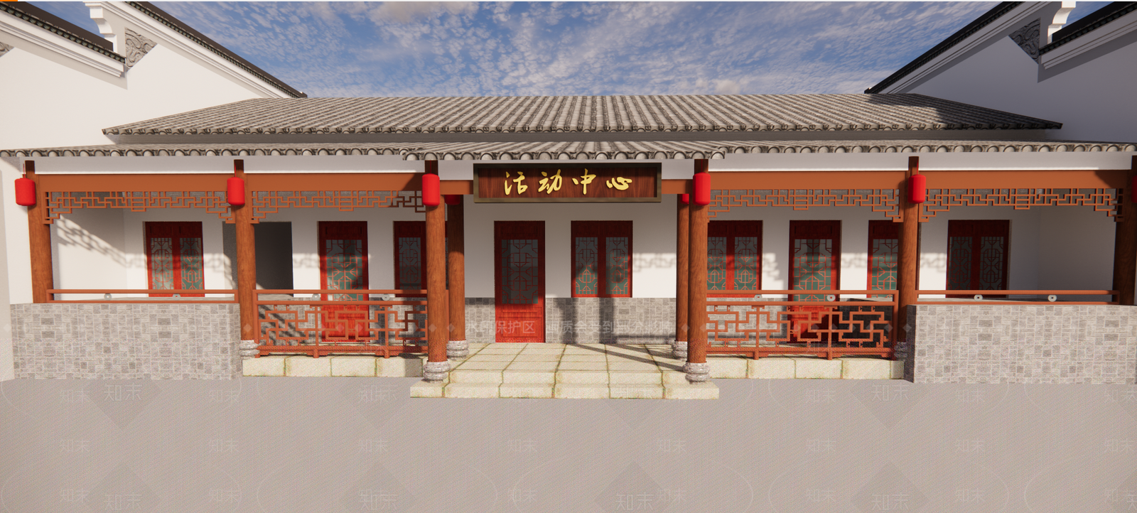 中式文化礼堂SU模型下载【ID:1110618479】