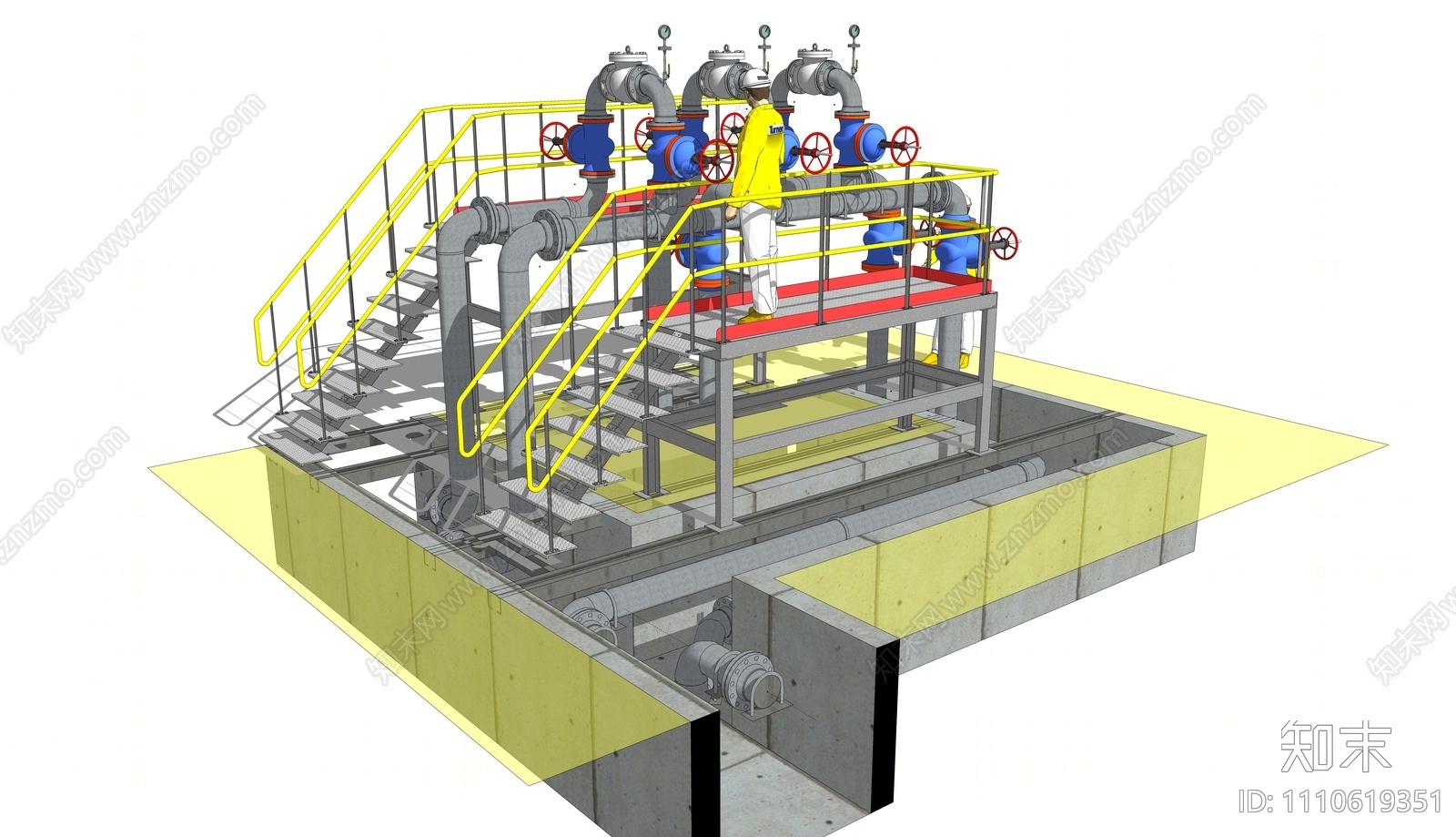 现代管道工业设备SU模型下载【ID:1110619351】