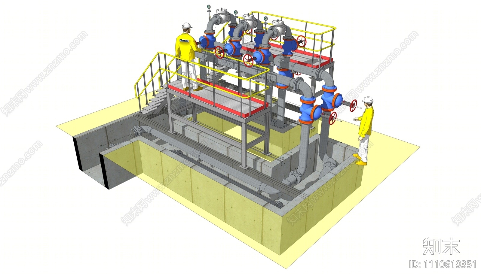 现代管道工业设备SU模型下载【ID:1110619351】