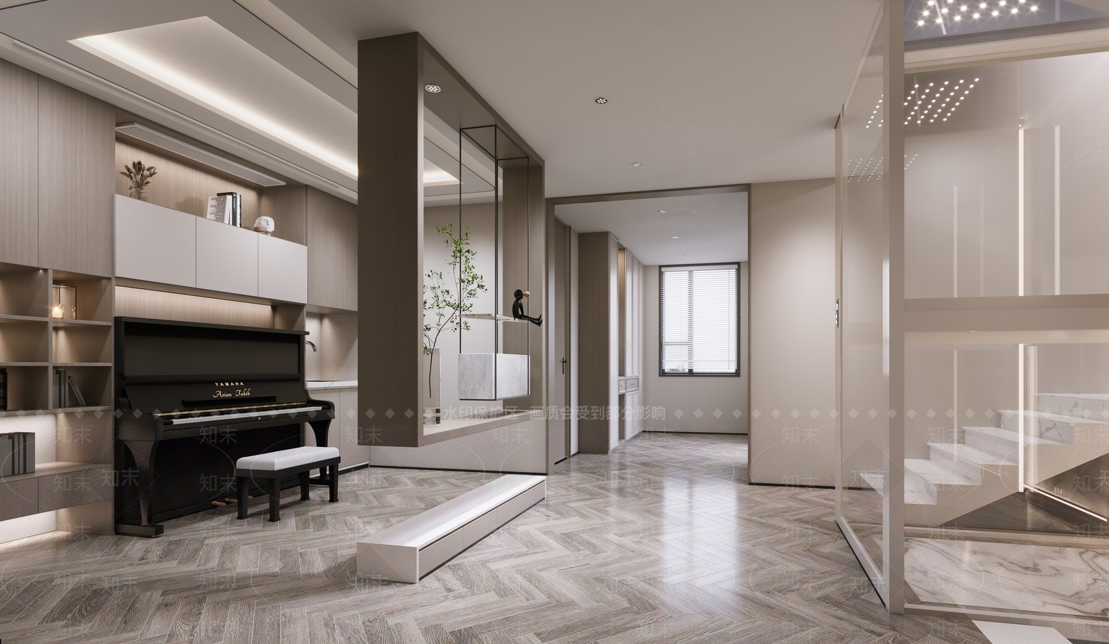 现代钢琴房3D模型下载【ID:1110620197】