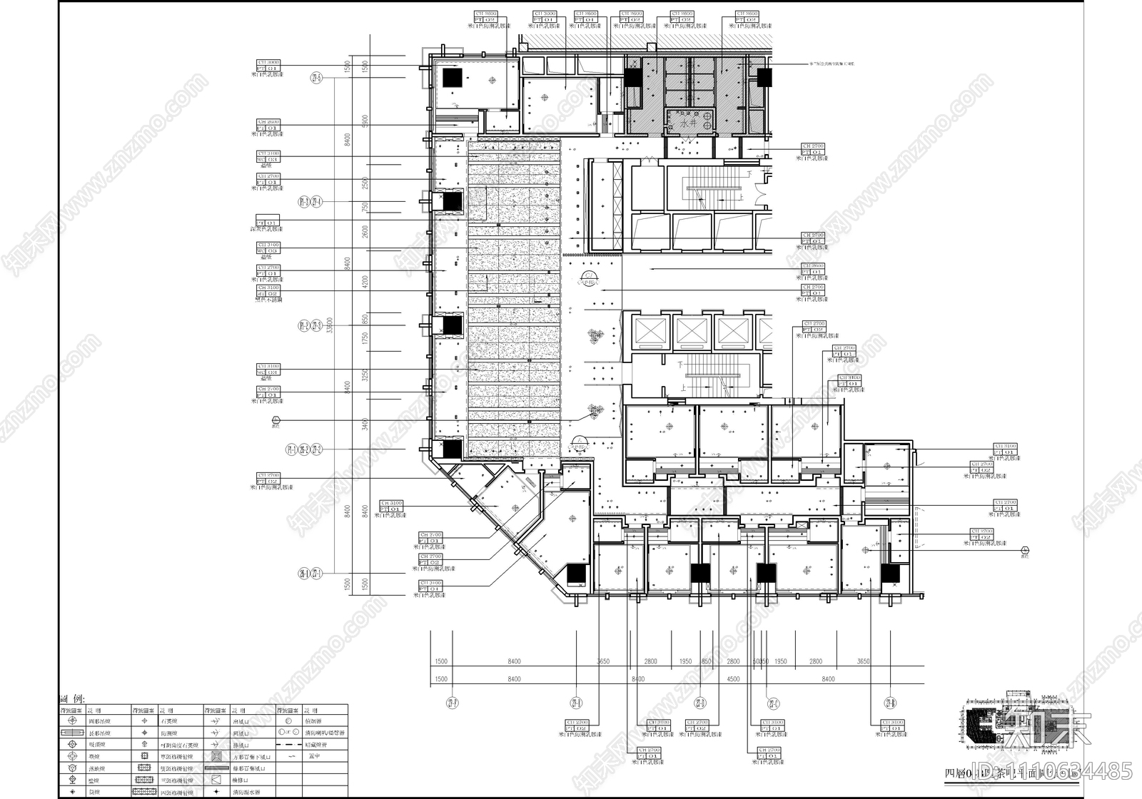 700㎡茶楼棋牌室施工图下载【ID:1110634485】