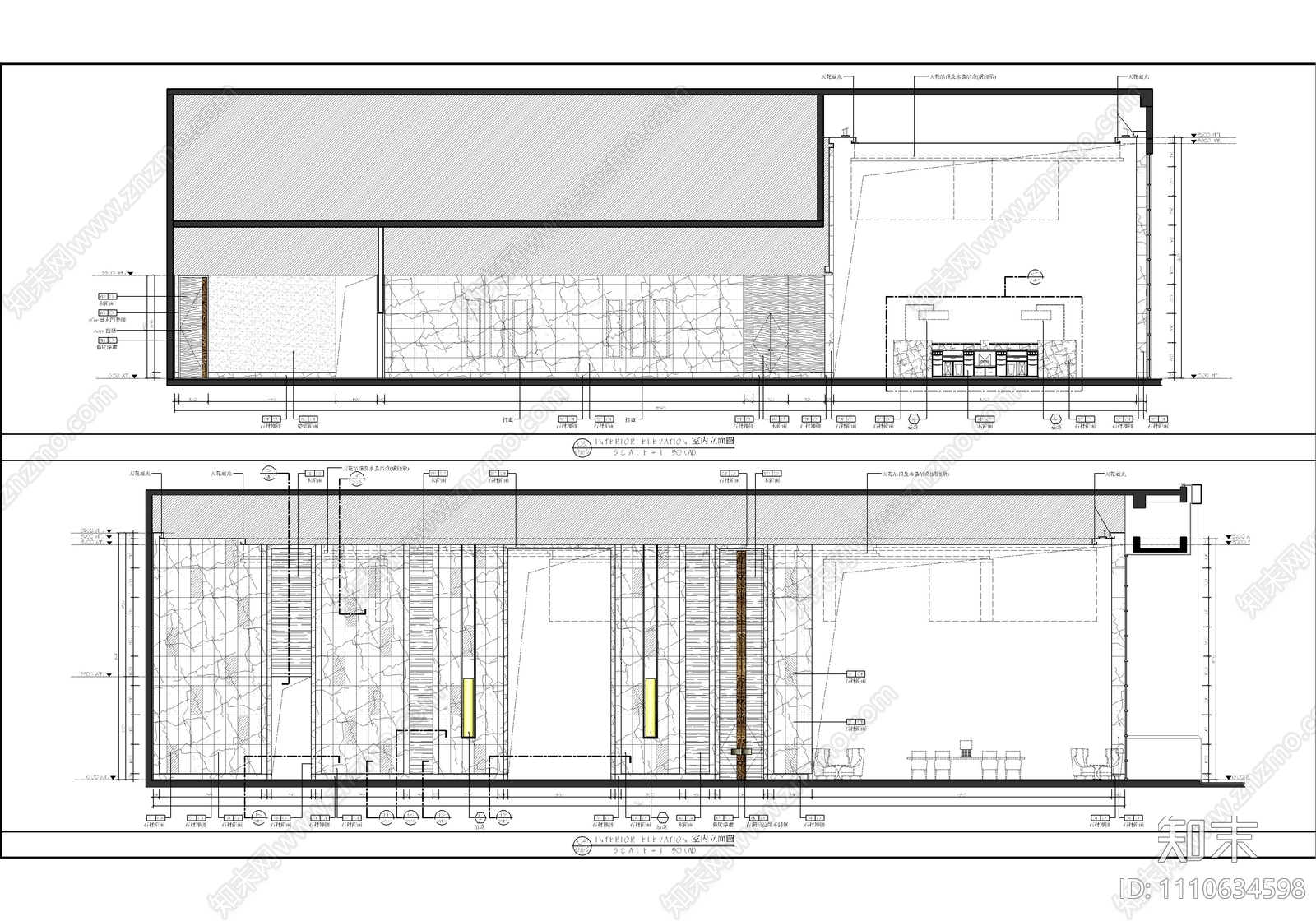 酒店大堂CAD施工图施工图下载【ID:1110634598】