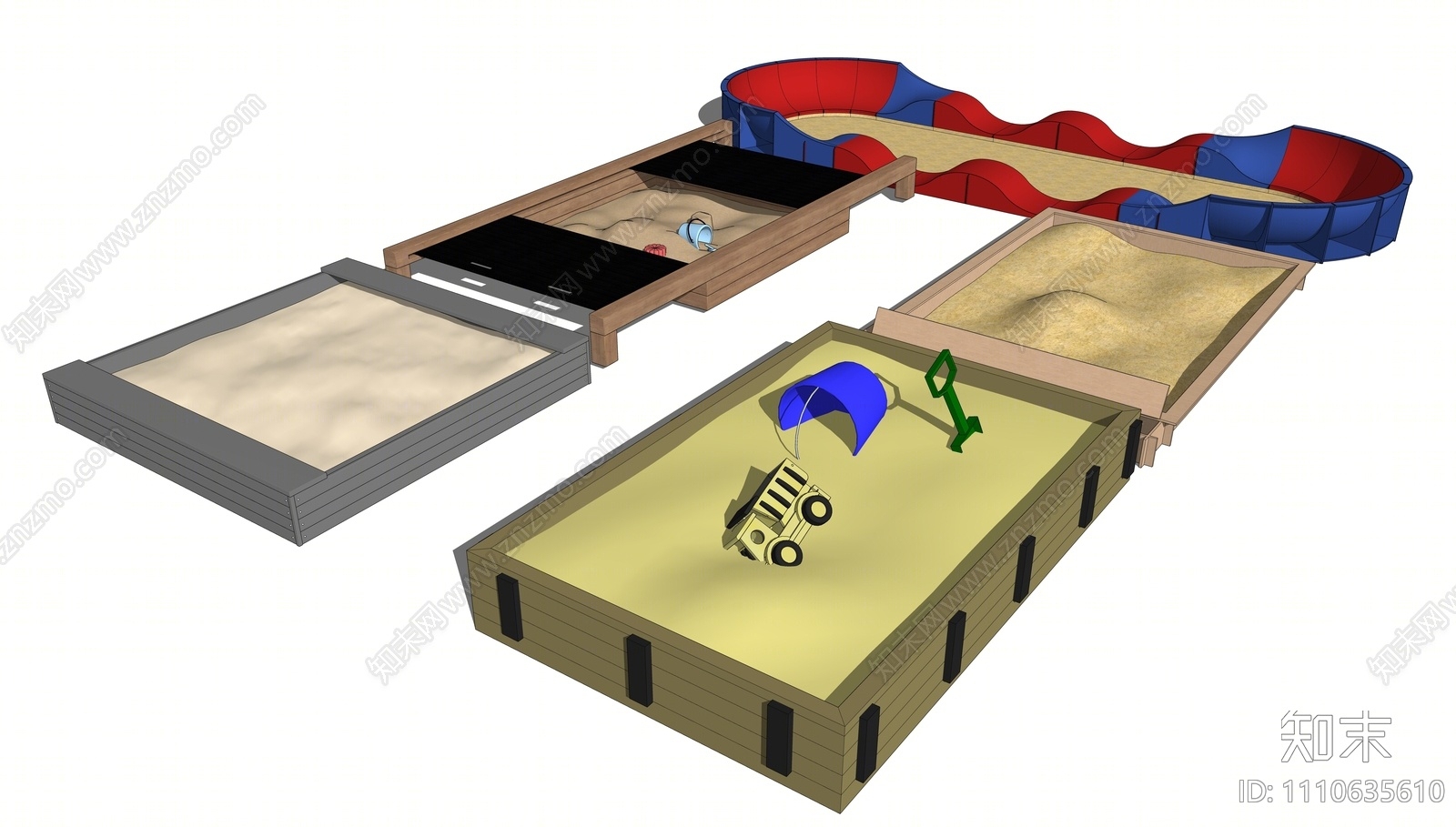 现代儿童沙池SU模型下载【ID:1110635610】