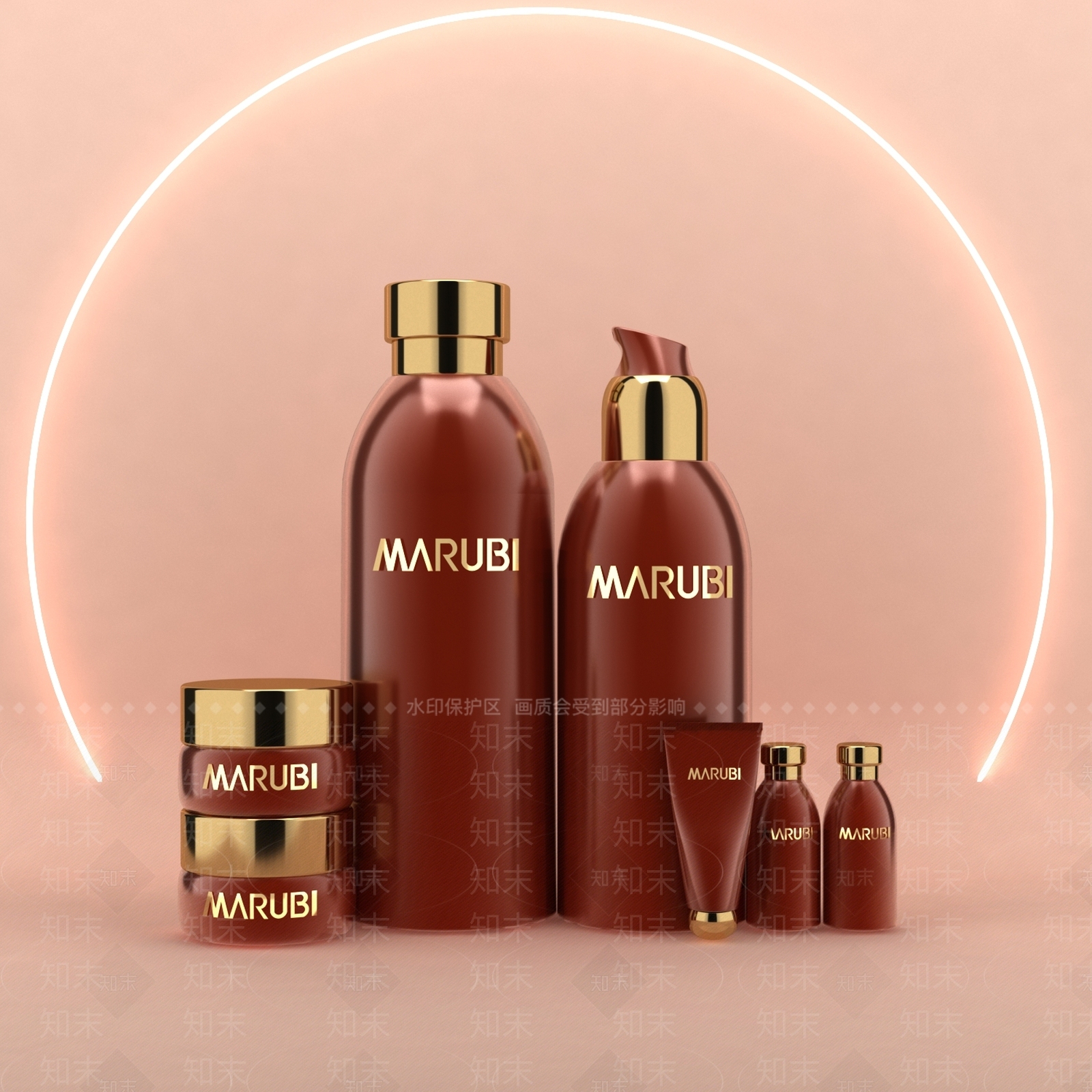 现代化妆品瓶子3D模型下载【ID:1110637807】