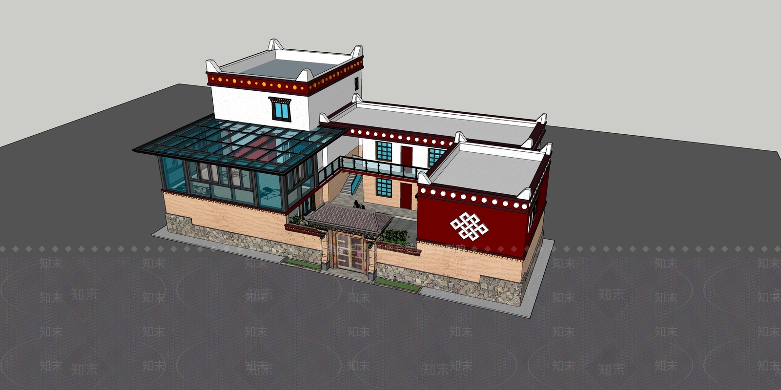 中式藏族民房SU模型下载【ID:1110640601】