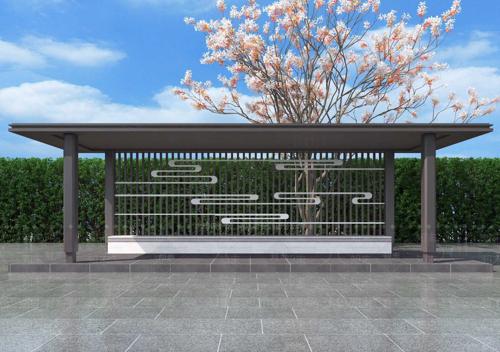 新中式休闲廊架3D模型下载【ID:1110649042】