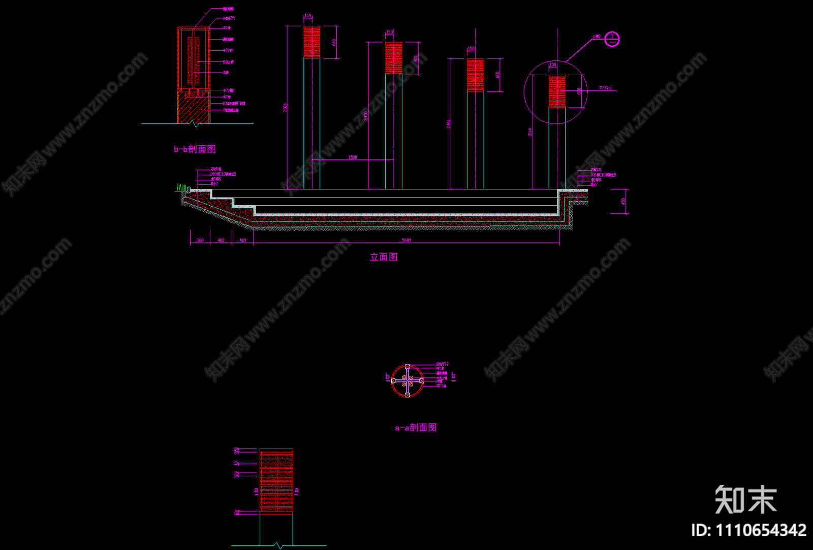 景观灯柱施工图cad施工图下载【ID:1110654342】