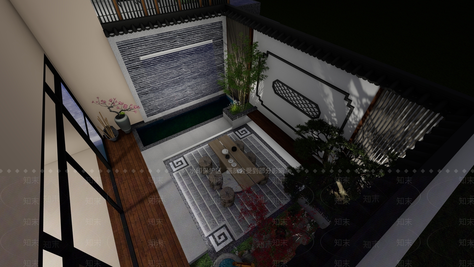 中式屋顶花园SU模型下载【ID:1110654511】
