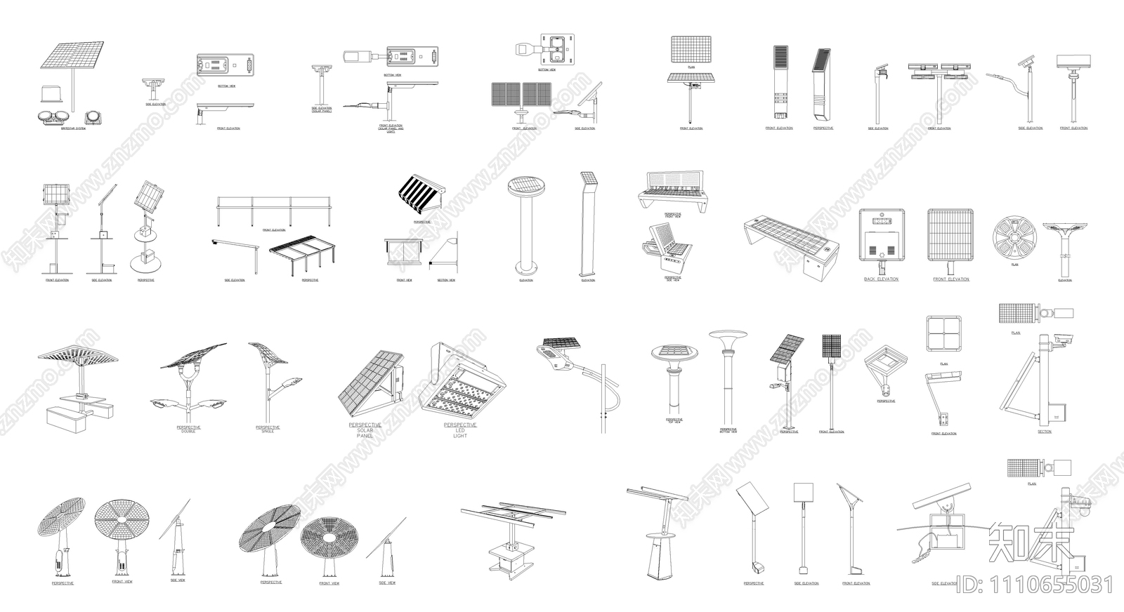 太阳能路灯CAD施工图下载【ID:1110655031】