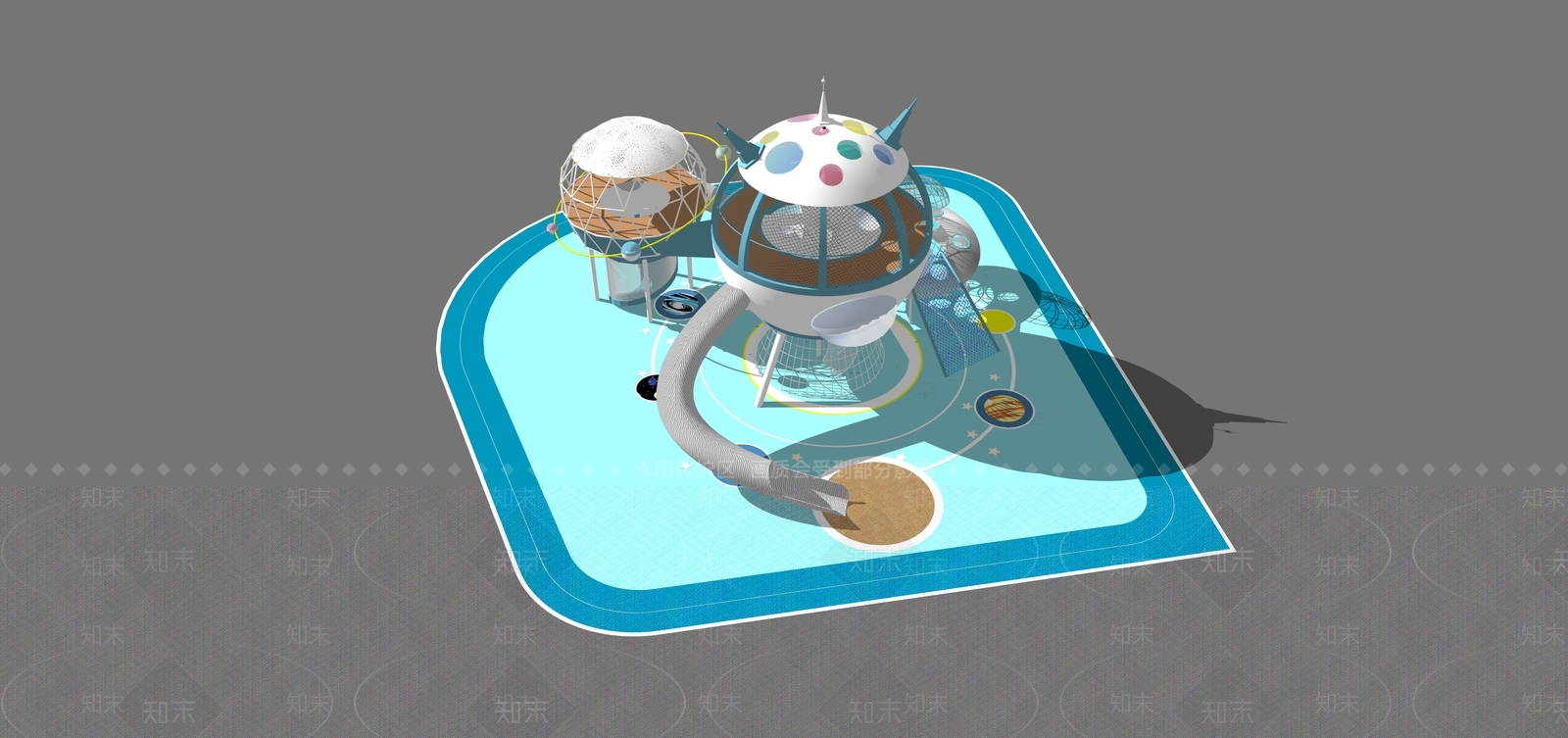 现代星球儿童滑梯SU模型下载【ID:1110660485】